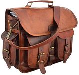 Habeeb Bags Leather Briefcase for Men and Women 15" inch Handmade Leather Messenger Bag for Laptop Best Computer Satchel School Distressed Bag (Four Pocket)