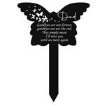 Roowest Cemetery Grave Decorations Memorial Plaque Butterfly Stake Grave Markers for Loss of Mother Dad Grandmother Sympathy Garden Decor Waterproof Acrylic Memorial Gifts Outdoor Yard(Dad)