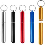 5Pcs Aluminum Pill Box, BetterJonny 14 * 121mm Waterproof Portable Pill Case Bottle Container 5 Colors Small Metal Tube Container Holder with Keychain Travel Medicine Pill Holder for Outdoor Sports