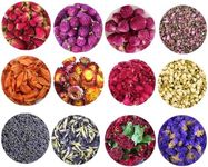 TooGet Dry Flowers and Herbs Accessories Decorations Natural 12 Bags Set Dried Flowers for Soap Bath Bombs Making and Dried Flower Crafts