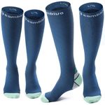 CAMBIVO Compression Socks for Women & Men 2 Pairs, Flight Socks Compression Stockings Running Socks for Calf & Ankle Support, Sports, Flying, Maternity Pregnancy, Nurses, Travel