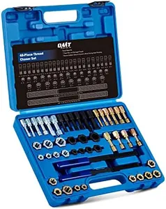 Orion Motor Tech 48 Piece Thread Chaser Set, Metric and SAE Thread Repair Kit with 22 Taps 24 Dies 2 Thread Files, Universal Rethreading Kit Thread Restorer Tool Set in UNC UNF Metric Sizes with Case