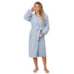 HEARTNICE Fuzzy Soft Robes for Women, Long Plush Hooded Robe Fluffy Warm Bathrobes(Light Blue,L/XL)