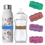 Tiwkabm Personalized Water Bottle Name Bands, Custom Silicone Baby Bottle Labels for Daycare Reusable, Laser Engraving Bottle Name Tags, Customized Kids Cups Grip Straps Waterproof