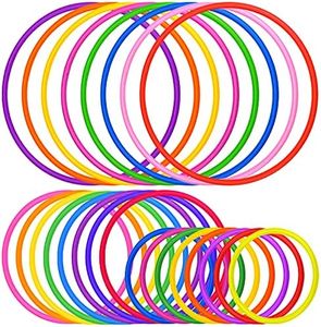 Topbuti 24 Pcs Multicolor Plastic Toss Rings Kids Ring Toss Game Carnival Rings for Speed and Agility Practice Games, Garden Backyard Outdoor Games, Bridal Shower Game, Game Booth (3 Sizes)