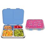 Bentgo® Kids Stainless Steel Prints Leak-Resistant Lunch Box - Bento-Style with Updated Latches, 3 Compartments & Bonus Container - Eco-Friendly, Dishwasher Safe, BPA-Free (Rainbows & Butterflies)