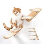 NATUYA Cat Climbing Shelf Wall Mounted Cat Stairs Ladder, Reversible Cat Wall Steps, 4 Steps Cat Stairway with Sisal Scratching for Cats Perch Platform Supplies