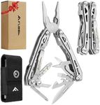 FLISSA 16-in-1 Stainless Steel Multi Tool, EDC Multitool with Pocket Knife, Pliers, Belt Clip and Nylon Sheath, Self-locking Utility Multi-Tool for Camping Survival Outdoor Activities