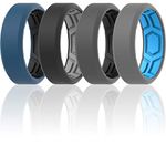 ThunderFit Men Breathable Air Grooves Silicone Rings Wedding Bands 8mm Wide 2.4mm Thick - 1/2/3/4/6/7 Variety Multipack, 11.5 - 12 (21.30mm), Silicone, No Gemstone