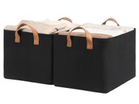 StorageWorks Fabric Storage Bins with Metal Frame, Storage Baskets for Shelves, Closet Baskets and Bins, Black, 2-Pack