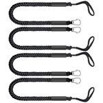 Bungee Dock Lines for Boat Shock Absorb Dock Tie Mooring Rope with Hook Boat Accessories 4-5.5 ft (Black 4 Pack)