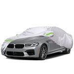 TUCAREST 6-Layers Premium Full Car Cover Hard Shell Zipper Design Waterproof All Weather Weatherproof UV Sun Protection Snow Dust Storm Resistant Outdoor with Straps (Fit for Sedan 188"- 198")