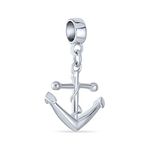 Nautical Vacation Travel Boat Anchor Dangle Charm Bead For Women Teen .925 Sterling Silver Fits European Bracelet