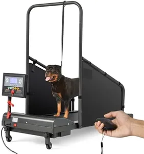 GYMAX Dog Treadmills for Small/Medium Dogs - 220 LBS Pet Runner with 65.5 FT Remote, Rotatable LCD Monitor, Adjustable Incline, 3 Countdown Modes & Wheels, Dog Running Machine for Indoor Exercise