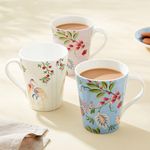 Home Centre Mandarin Crane Set of 3 Bone China Printed Coffee Mugs - 340ml