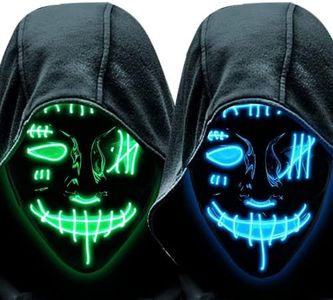 GAOMON 2PACK Halloween Led Mask Light Up Scary Mask Purge Mask with 3 Lighting Modes for Halloween Cosplay Costume.