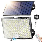 PIKOY Solar Security Lights Outdoor Motion Sensor, [268 LED+5 Modes+7M Cable] Solar Lights Outdoor Solar Lights, 2200mAh Remote Solar Lights Outdoor Garden, IP65 Garden Solar Lights Outdoor Waterproof