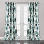 Lush Decor Leah Light Filtering Window Curtain Panels, Pair, 52" W x 84" L, Blue - Floral Curtains - Colorful Spring Watercolor Flowers - Long Curtains for Bedroom, Living Room & Dining Room