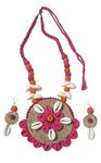 RUPKATHA FASHION Classic Jewellery Hand Made Multi Color Thread Boll Kori Jute Dori Pendant Necklace set with Jute Dangle Earrings for Women and Girls