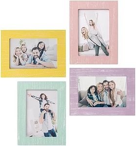 eletecpro 4x6 Picture Frame Set of 4 with HD Glass, Rustic Frame with Wood Pattern Designs, Table Top & Wall Mount Colorful Photo Frame, Vertical & Horizontal Mounting, Farmhouse Home Wall Decor