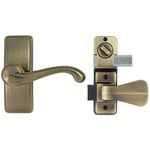 Ideal Security GL Door Lever Set with Deadbolt Lock for Storm and Screen Doors, Bright Brass, Antique Brass (2-Piece Set)