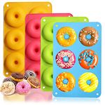 4 Pack Silicone Donut Pan Molds, BetterJonny 6 Cavity Food Grade Non-Stick Baking Tray Maker Pan for Perfect Shaped Doughnuts Cake Biscuit