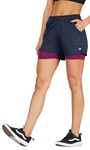 NINQ Double Layered Sports Gym Workout Running Shorts for Women Navy