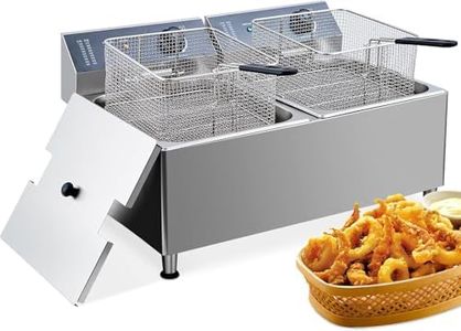 Deep fryers Commercial Deep Fryer 11L x 2, Large Dual Tank Electric Countertop Fryer for Restaurant with 2 Frying Baskets and Lids, 1700W x 2, 120V