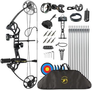 TOPOINT ARCHERY Starting Hunting Compound Bow Package for Beginner & Intermediate Archers Archery Equipment with All Accessories Kit DW:19-70LB, DL:19-30", IBO:320fps (Starting 28 Black Color)