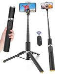 POVODO 60" Selfie Stick for iPhone,Selfie Stick Tripod for iPhone, Cell Phone Selfie Stick, Selfie Stick Tripod with Remote, Solidest Cell Phone Tripod Compatible with iPhone/Android