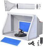 AW Dual Fans Portable Airbrush Spray Booth Kit w/ 3 LED Lights Exhaust Filter Hose Turn Table for Hobby Art Painting Model Cakes Nails