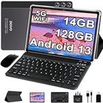 2024 Newest Tablet 10 Inch Android 13, 14GB RAM+128GB ROM (TF 1TB), Octa Core 2.0 GHz, 5G+2.4G WiFi | FHD IPS | 8000mAh | Bluetooth 5.0 | 5MP+8MP | GPS | Widgets| Tablet with Keyboard & Mouse - Grey