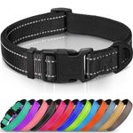 Joytale Reflective Dog Collar, Soft Neoprene Padded Breathable Nylon Pet Collar Adjustable for Large Dogs, L, Black