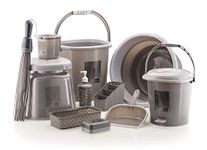 Liza Opera 11 Pcs Plastic Bathroom Bucket, Tub & Mug Set, Large Capacity, Heavy Duty, Dark Grey