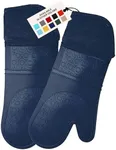 Extra Long Professional Silicone Oven Mitt, Oven Mitts with Quilted Liner, Heat Resistant Pot Holders, Flexible Oven Gloves, Navy Blue, 1 Pair, 14.7 Inch