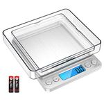 AMIR Digital Kitchen Scale, 3000g 0.01oz/0.1g Pocket Cooking Scale, Mini Food Scale, Pro Electronic Jewelry Scale with Back-Lit LCD Display, Tare & PCS Functions, Stainless Steel (Batteries Included)