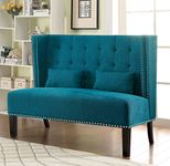 Furniture of America Alexa Modern Upholstered Love Seat, Teal