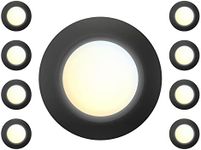 JULLISON 8 Packs 6 Inch Black 5CCT Field Selectable LED Low Profile Recessed & Surface Mount Disk Light, Round, 15W, 920 Lumens, CRI80, 27K-30K-35K-40K-50K, Driverless, Dimmable, ETL & Wet Listed