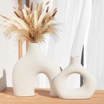 Zormon White Ceramic Vase Set of 2,