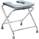 RESTURA Foldable Shower Commode Chair For Toilet with Sturdy & Robust Constructed Stainless Steel Frame Comfortable For Elderly Pregnant Women - Grey