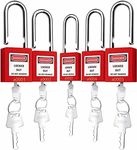 Lockout Tagout Lock 5pcs Set Loto Product Safe Padlocks for Lock Out Tag Out Stations and Devices (Red, Key Alike)