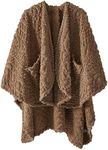 Royoliving Fuzzy Sherpa Wearable Fleece Blanket with Pockets for Adults, Ultra Soft Plush Shawl TV Throw Blankets (Brown, 58''x 64'')