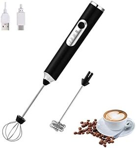 HYTTER Mousseur à lait électrique portable avec 2 têtes, fouet mélangeur à mousse avec USB rechargeable 3 vitesses, mélangeur de mousse pour latte, cappuccino, chocolat chaud, œuf (Noir)