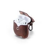 CONTACT'S FAMILY Case for AirPods 1st/2nd Gen, Leather Airpods case, Men’s Leather Earphones Case Compatible with Apple AirPod 1/2 Generation(Brown)
