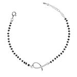 Clara Women 925 Sterling Silver Lia Hand Mangalsutra Bracelet | Black Beads, Rhodium Plated | Gift For Wife