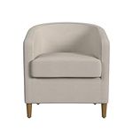 Homepop Home Décor Modern Barrel Accent Chair | Accent Chairs for Living Room & Bedroom | Decorative Home Furniture, Cream Chevron Woven