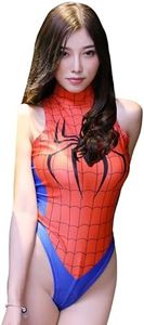 JasmyGirls Cosplay Lingerie Sexy Costume for Women One-Piece Anime Superhero Bodysuit High Waist Bathing Suit Halloween Party Outfit, Red, Small-Medium