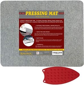 Wool Pressing Mat - 17" x 13.5" Quilting Ironing Pad - 100% New Zealand Felted Wool Iron Board for Quilters, Great for Quilting & Sewing Projects by Savina