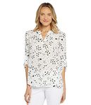 NYDJ 3/4 Tab Sleeve Henley, Cascade Hearts, L