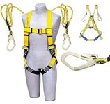 II SAFETY Full Body Safety Harness with Double Lanyard and Shock Absorber | Safety Belt and Harness | Safety Harness with Belt | Safety Body Harness - Double Hook & Rope, Multicolour